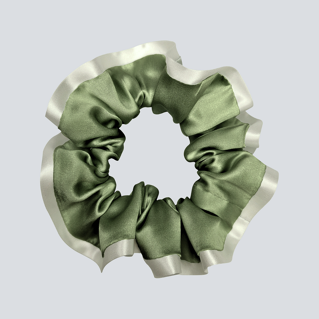 Two-tone scrunchie made of 100% mulberry silk, 3.5 cm