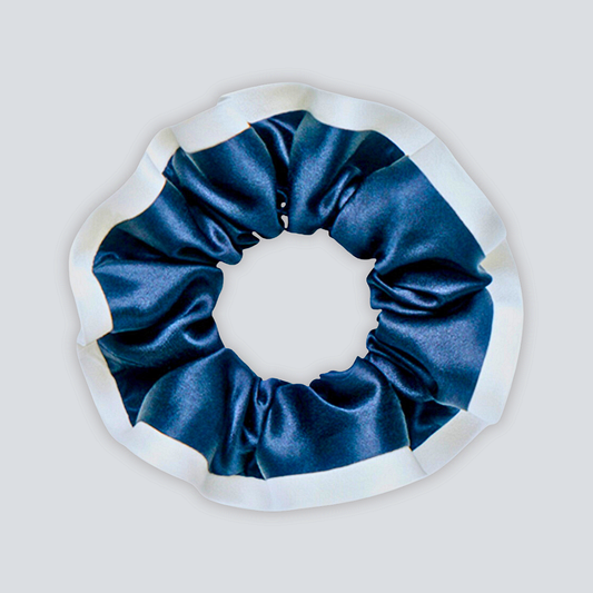 Two-tone scrunchie made of 100% mulberry silk, 3.5 cm